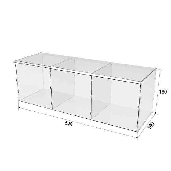 Коробка акрилова EKOSTAR 3 комірки 540х180х180 з кришкою Київ
