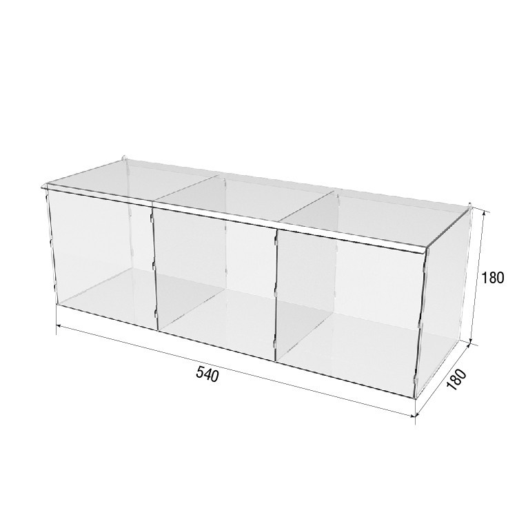 Коробка акрилова EKOSTAR 3 комірки 540х180х180 з кришкою Київ - фото 3