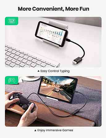Micro USB OTG кабель-адаптер Ugreen US133 10396 (Чорний, 12см) Николаев
