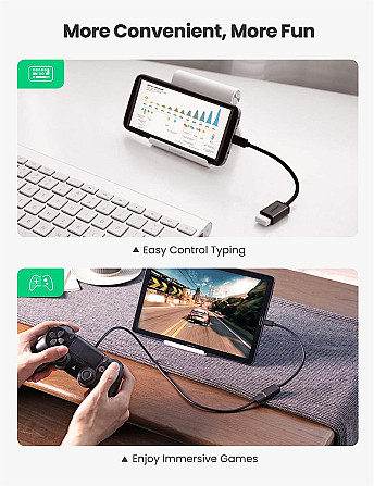 Micro USB OTG кабель-адаптер Ugreen US133 10396 (Чорний, 12см) Николаев - изображение 4