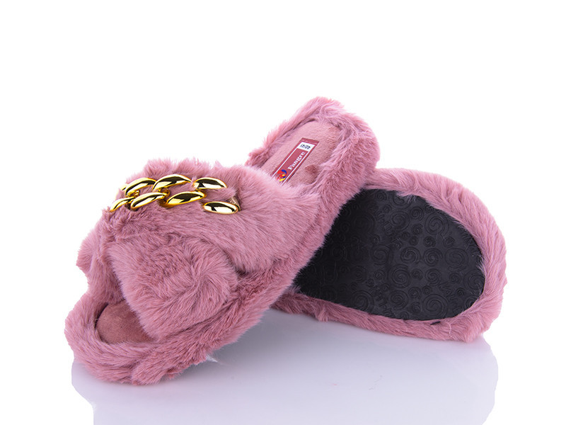 Відкриті жіночі капці домашні хутряні Розовий Одеса - фото 5