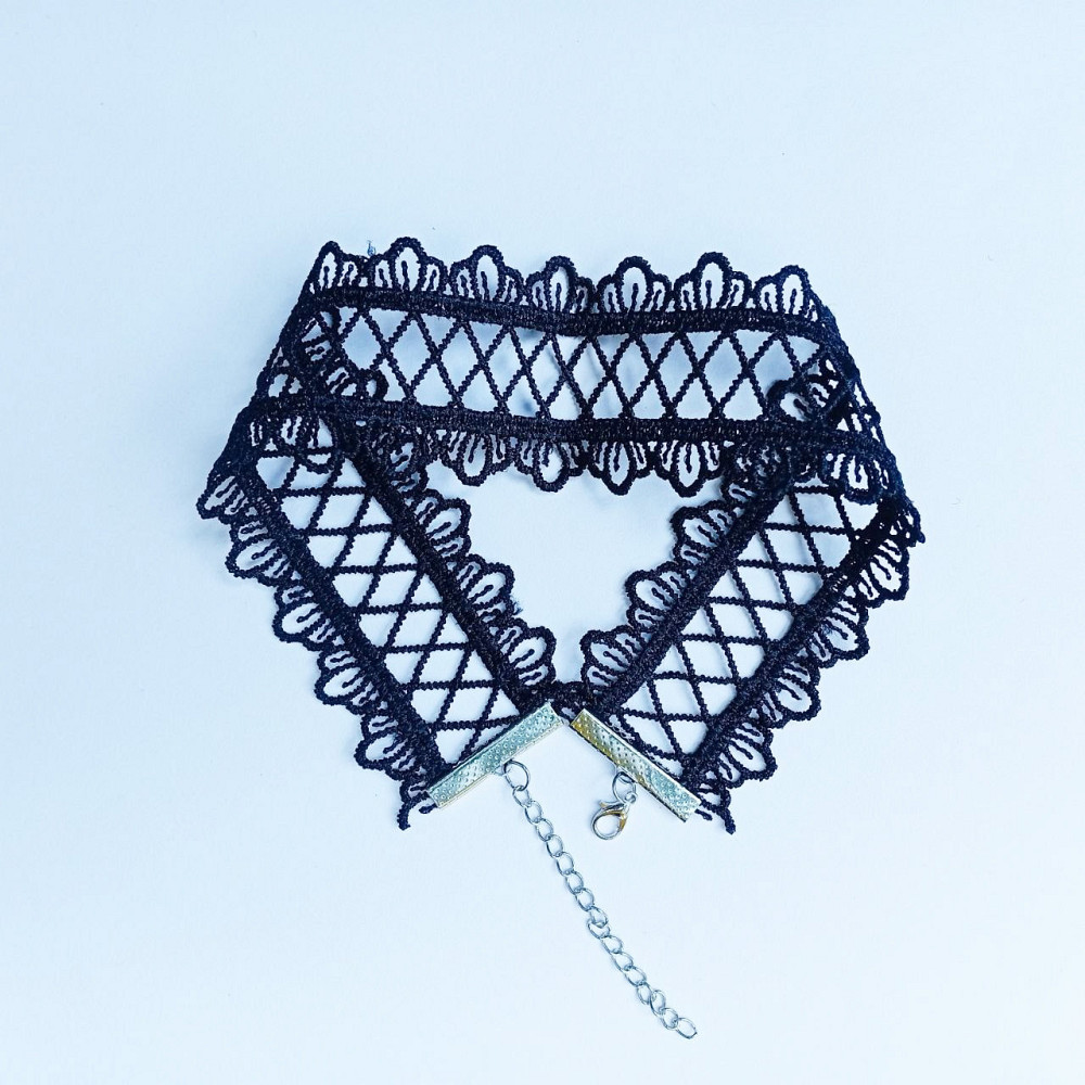 Готический чокер кружевной KD171 Винтажное ожерелье кружево на застёжке 32-39см Черный (171) Днепр - изображение 3