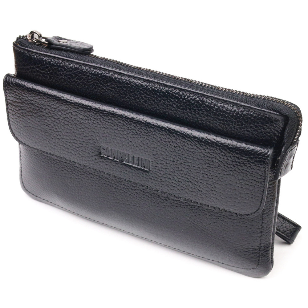 Стильный клатч для мужчин из натуральной кожи Черный (CANPELLINI) Киев - изображение 11