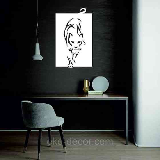 Декоративное настенное Панно «Пантера», Декор на стену 50*30 см, Белый Киев