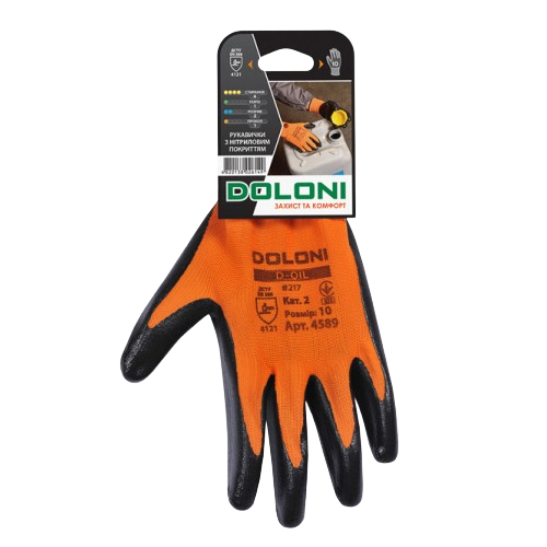Рукавички 5118 D-OIL трикотаж нітрилове покриття неповний облив р.10(XL) помаранч/чорний ДКГ Житомир