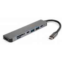 Концентратор Vinga Type-C to 4K HDMI+2*USB3.0+SD+TF+PD+USB-C 3.1 Gen1 aluminium (VCPHTC7AL) Киев