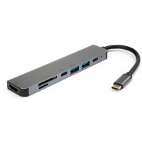 Концентратор Vinga Type-C to 4K HDMI+2*USB3.0+SD+TF+PD+USB-C 3.1 Gen1 aluminium (VCPHTC7AL) Киев - изображение 1