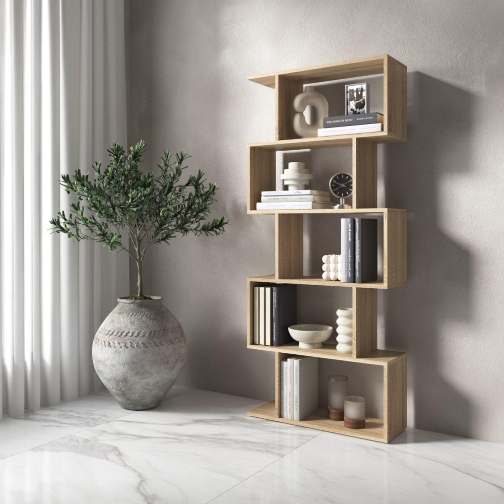 Полиця для книг VAYS M-12, стелаж на 5 полиць, ЛДСП, 70×24×163 см - для дому, вітальні, офісу Львів - фото 2