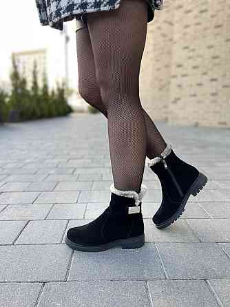 Черевики жіночі D and V чорні натуральна замша з хутром висота 13 см размер 36 (2005/2) (2978) Коломыя