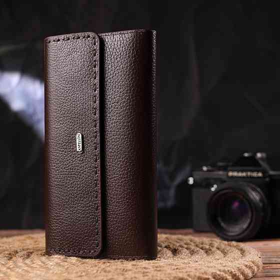 Місткий жіночий гаманець з натуральної шкіри CANPELLINI 21660 Коричневий Київ