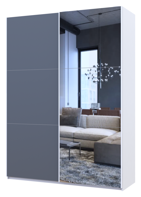 Шафа-купе двохдверна Doros G-Caiser 180х60х240 см Білий/Графіт/Дзеркало (DRS-011016) Дніпро - фото 3
