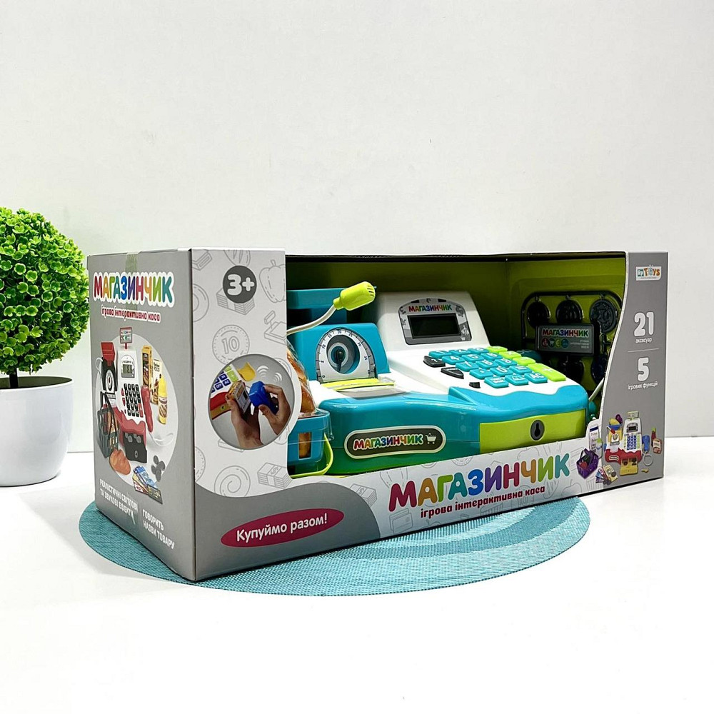 Дитячий ігровий касовий апарат Limo Toy із продуктами вагами грішми Блакитний (7162-2 UA) Чернигов - изображение 6