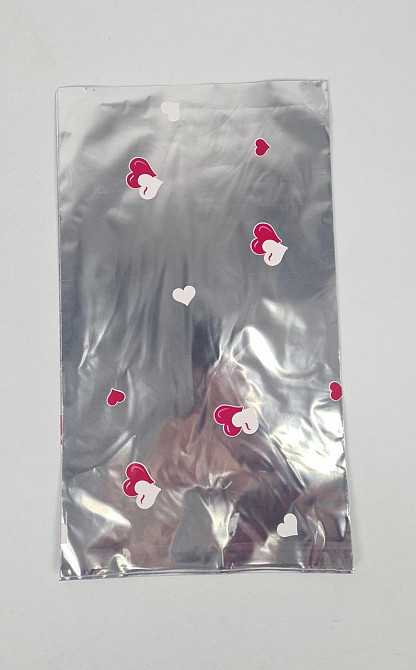 Пакет із малюнком для пакування подарунків (20*35) No421 (5) фольгований "Червоне серце" (100 шт.) Харків - фото 1