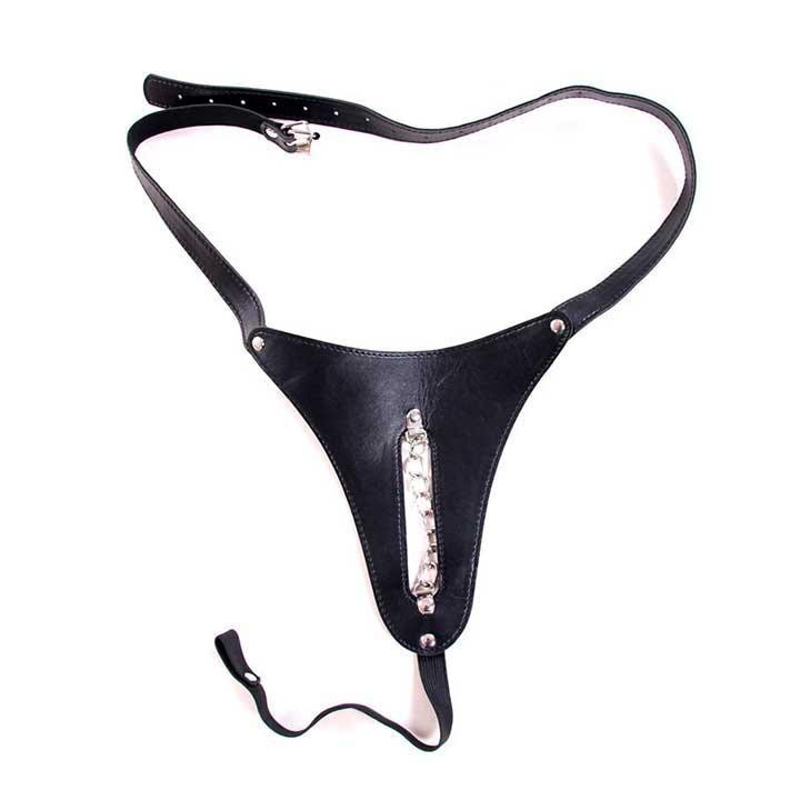 БДСМ трусики-стрінги жіночі з прорізом і ланцюжком - Чорні - S/M/L - Садо мазо Вінниця - фото 3