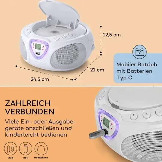 Уценка! Бумбокс Auna Roadie CD Boombox из Германии Днепр - изображение 4