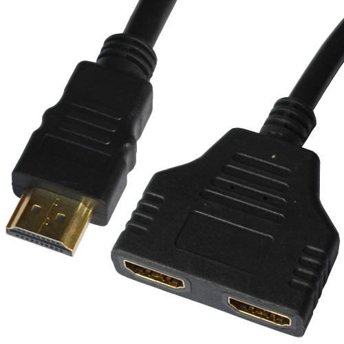 Переходник , штекер HDMI - 2 гнезда HDMI, со шнуром 0,2 метра Полтава - изображение 1