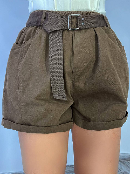 Шорты женские A-N 5701 мом на резинке с ремнем короткие коричневые, коричневый, L, L, 85 см, 112 см Киев - изображение 16