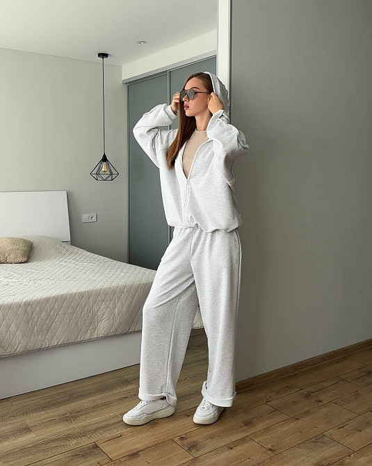 Женский прогулочный костюм двойка: кофта и штаны трехнить петля 100% хлопок Меланж Одесса - изображение 4