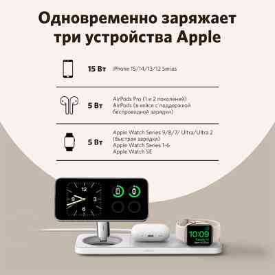 Зарядний пристрій Anker MagGo Wireless Charging Station 15W 3-in-1 Pad White (B25M1321) Вінниця
