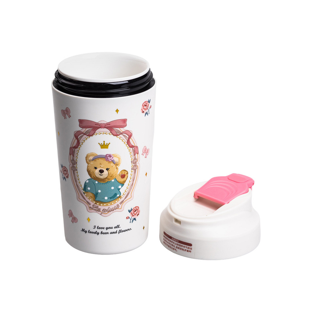 Термочашка Bears з порцелянаовою колбою 480 мл біла HP-14-15P Коломия - фото 3