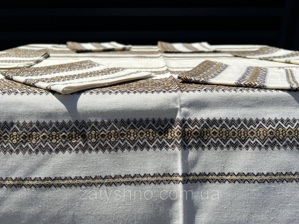 Вишита скатертина з серветками кавова Київ - фото 8