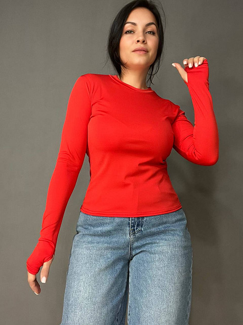 Лонгслів жіночий Ariadna 5134 лонгслів рукав на палець кругле горло мікродайвінг one size, червоний, one size Київ - фото 8