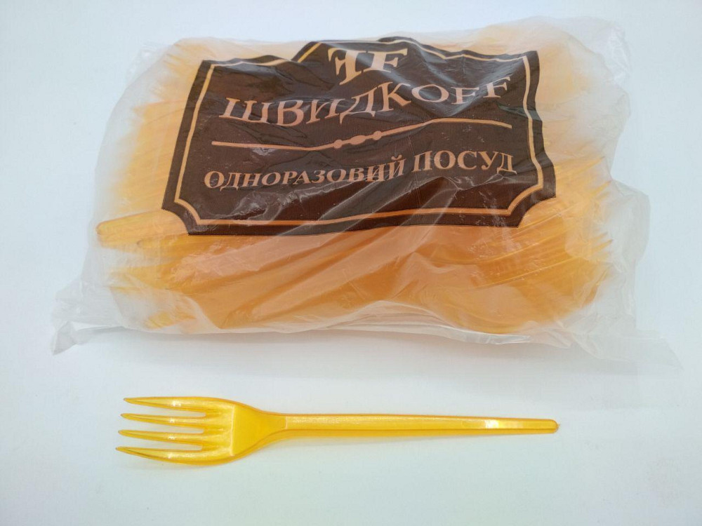 Вилки пластикові 100 шт Помаранчеві Юніта Харків - фото 3