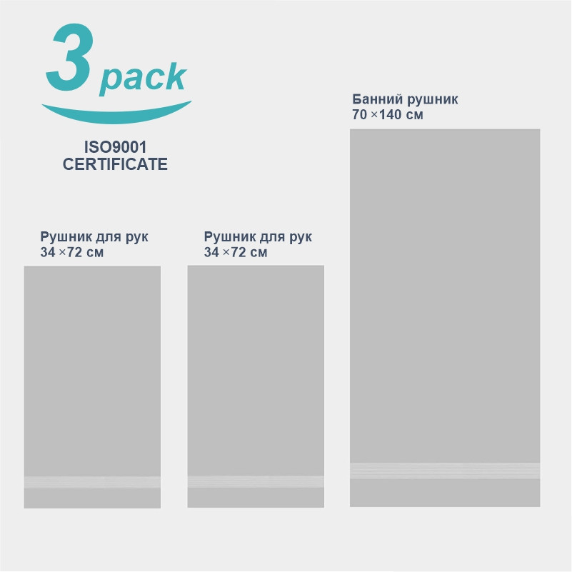 Набор Полотенец Lovely Svi - Комплект Банных Полотенец: 1 шт-70 x 140 см, 2 шт-34 x 72 см Изумруд Киев - изображение 6
