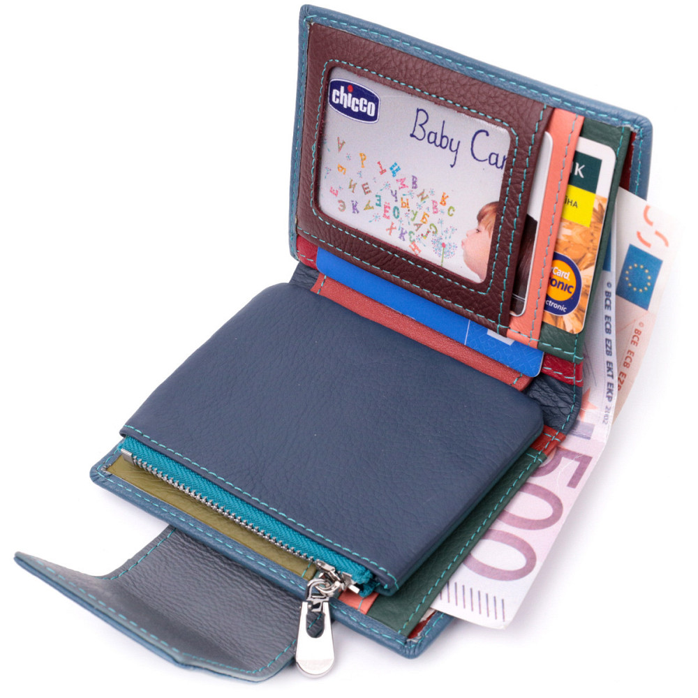 Жіноче портмоне з оригінальною монетницею з натуральної шкіри Бірюзовий (ST Leather) Київ - фото 10