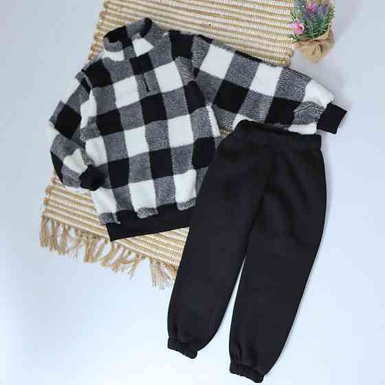 Дитячий теплий костюм толстовка тедді + чорні штани Кам'янець-Подільський