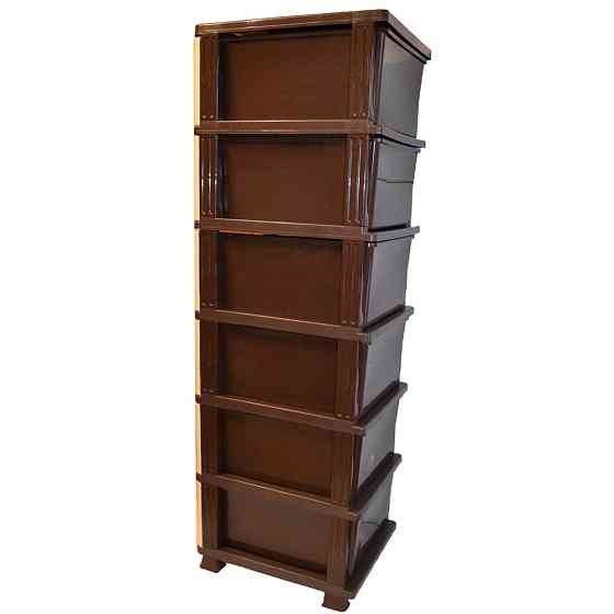 Комод пластиковий Efe Plastics 6 ящиків 132х46х38 бежевий ротанг. Ефе пластик Одеса