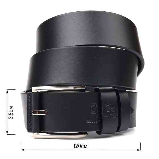 Добротный ремень для мужчин из натуральной кожи Grande Pelle 21466 Черный Киев