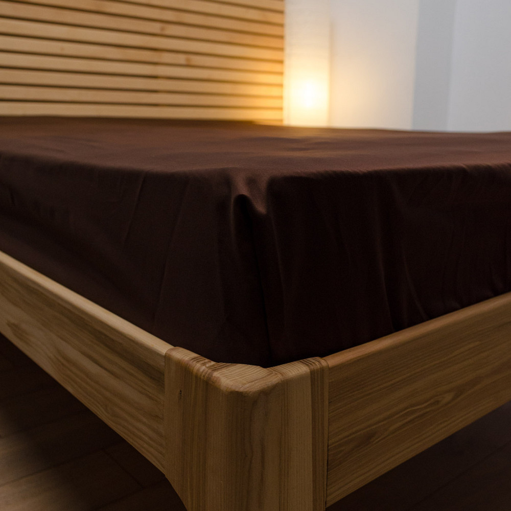 Простирадло на резинці двоспальне сатин 100% бавовна 180х200х35см 125г/м2 (Шоколад) Суми - фото 4