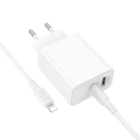 Мережевий зарядний пристрій з кабелем BOROFONE BA106A Stellar PD20W+QC3.0 charger set (C to iP) (EU) White Одеса