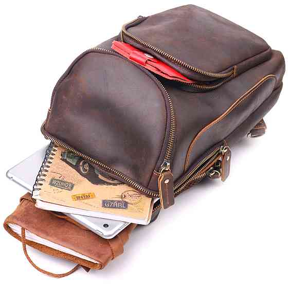 Вінтажна чоловіча сумка через плече з натуральної шкіри Коричнева (Vintage) Київ