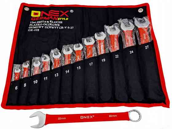 OX-228 Набор комбинированных гаечных ключей 6-27 мм 12 шт на тряпке с резиновыми ручками Cr-V Одесса