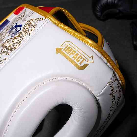 Боксерський шолом Phantom Muay Thai Full Face White Gold (капа в комплекті) Кам'янське