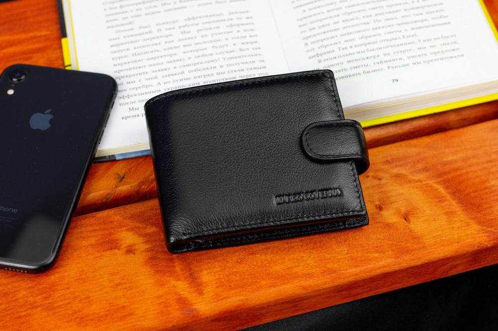 Черное классическое портмоне из натуральной кожи Marco Coverna MC-2003-1 Каменское - изображение 8