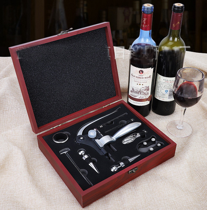 Набор сомєльє з 9 !!! предметів, набір для вина подарунковий у дерев'яному кейсі Кременчук - фото 1