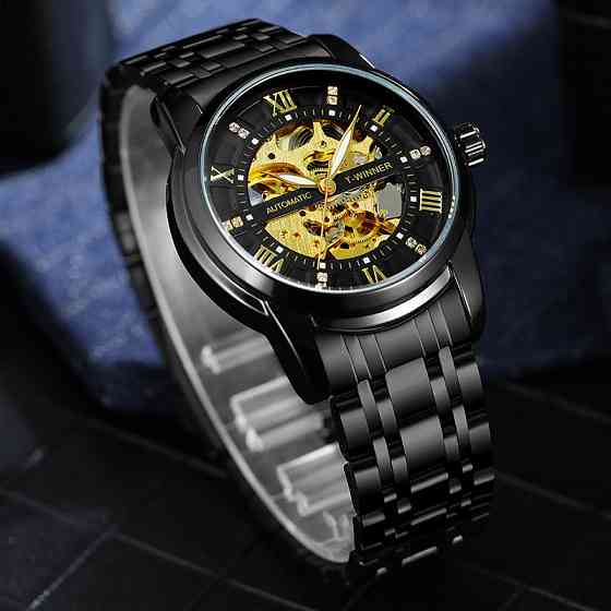 Годинник чоловічий механічний Winner Triumph R-Series (2 ремінці) Чорний Київ