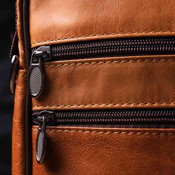 Удобная мужская сумка с ручкой кожаная Рыжая (Vintage) Киев