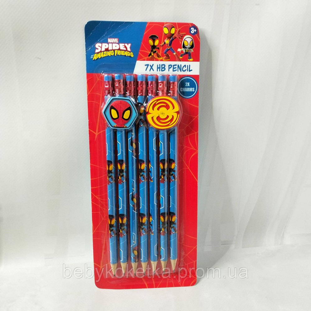 Набір простих олівців з гумкою Marvel Spider-Man. Львів - фото 1