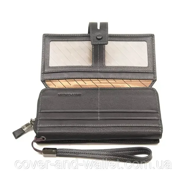 Місткий шкіряний гаманець-клатч чорного кольору Marco Coverna 1393 Київ - фото 6