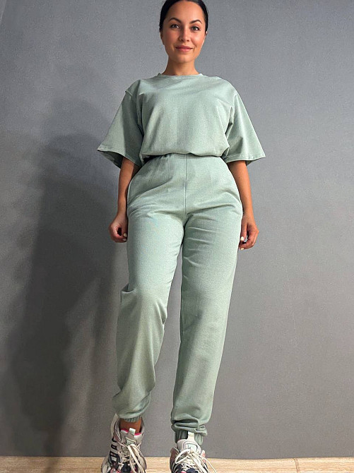Костюм женский Pepper&mint 24-01-01 оверсайз футболка с брюками на резинке оливковый, оливковый, ML Киев - изображение 15
