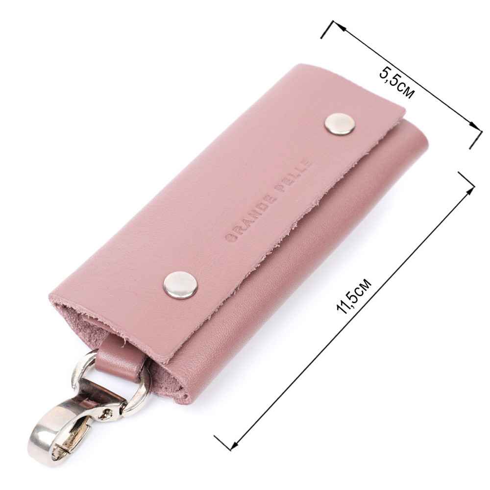 Очаровательная женская кожаная ключница на кнопках Пудровый (GRANDE PELLE) Киев - изображение 7