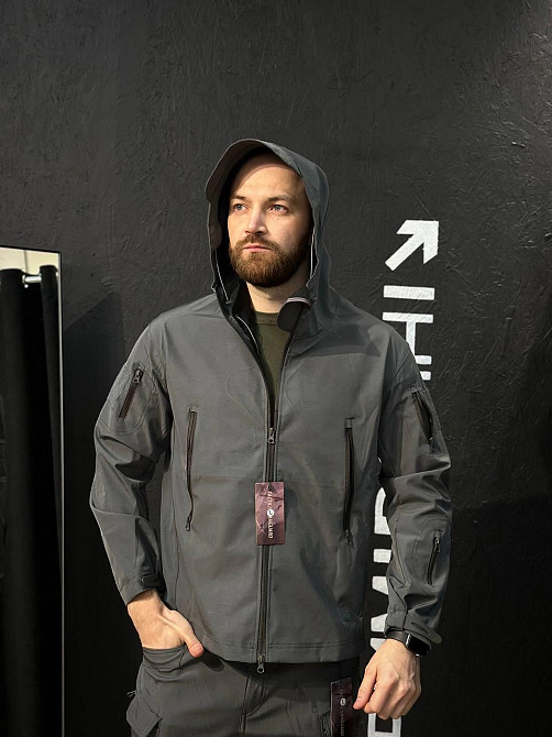 Softshell костюм чоловічий сірий водонепроникний вітростійкий куртка і штани для літа Львів - фото 4