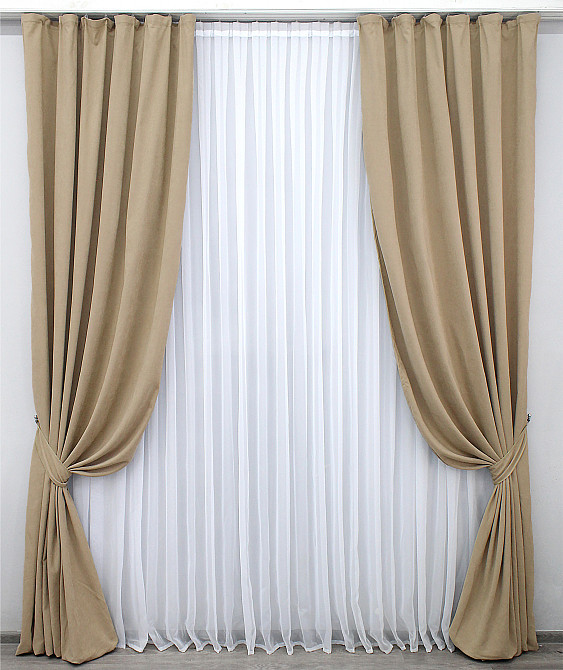 Комплект готових штор VR-Textil Мікровелюр SPARTA № 840ш Темно-бежевий 100х285см 2 шт (31-331) Київ - фото 2