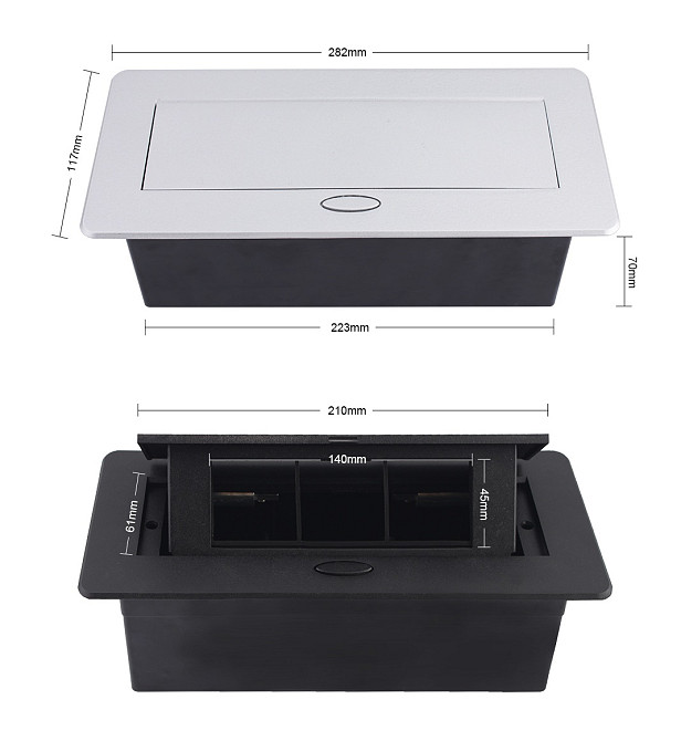 LIVOLO Меблева розетка потрійна LIVOLO чорна, вбудована у стільницю для офісу/конференц-залу/ку Коломия - фото 8