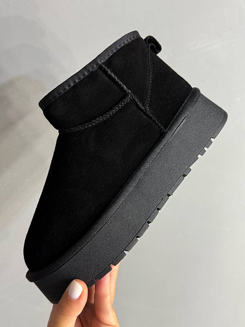 Угги женские Hengji 25-1 натуральная замша короткие на высокой подошве черные, 40, 25 см Киев - изображение 9