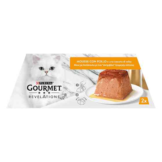 Вологий корм GOURMET Revelations для дорослих котів, мус з підливкою, що стікає, з куркою, 2x57 г Київ